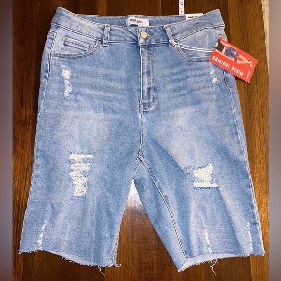 Wax Jean Original Denim Distressed Shorts - Size 3XL‎ - Light Wash - NWT - Picture 1 of 6